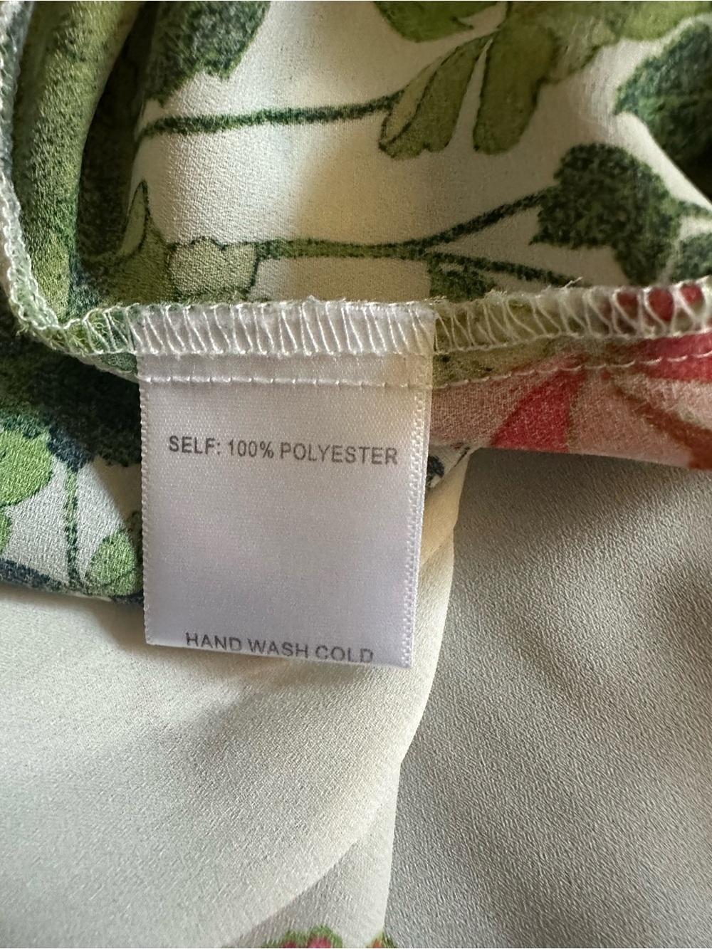 Rose & Olive Floral Button-Front V-Neck Blouse in White, Green & Orange - Picture 5 of 6